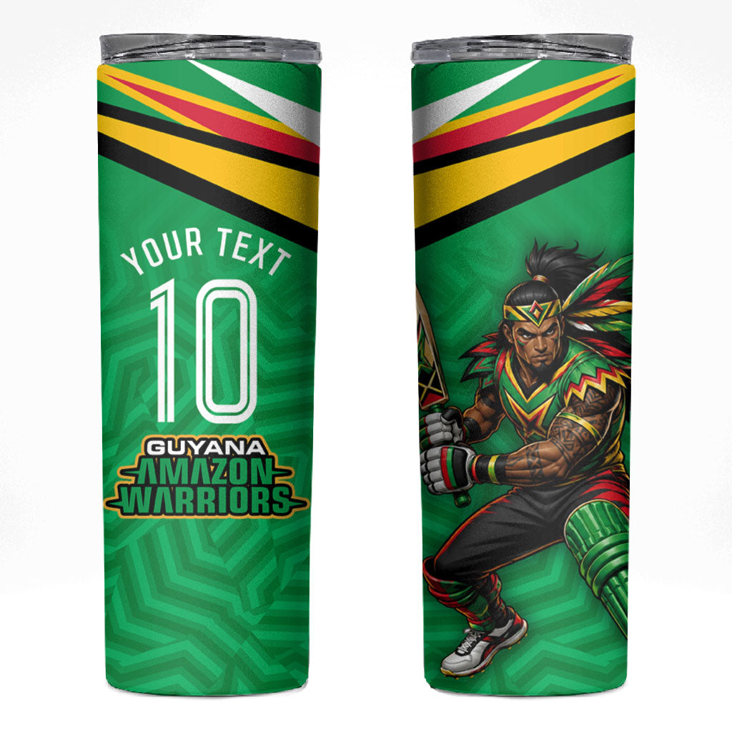 Personalized Guyana Cricket Amazon Warriors Skinny Tumbler Tribal Warrior Mascot Fan