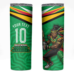 Personalized Guyana Cricket Amazon Warriors Skinny Tumbler Tribal Warrior Mascot Fan
