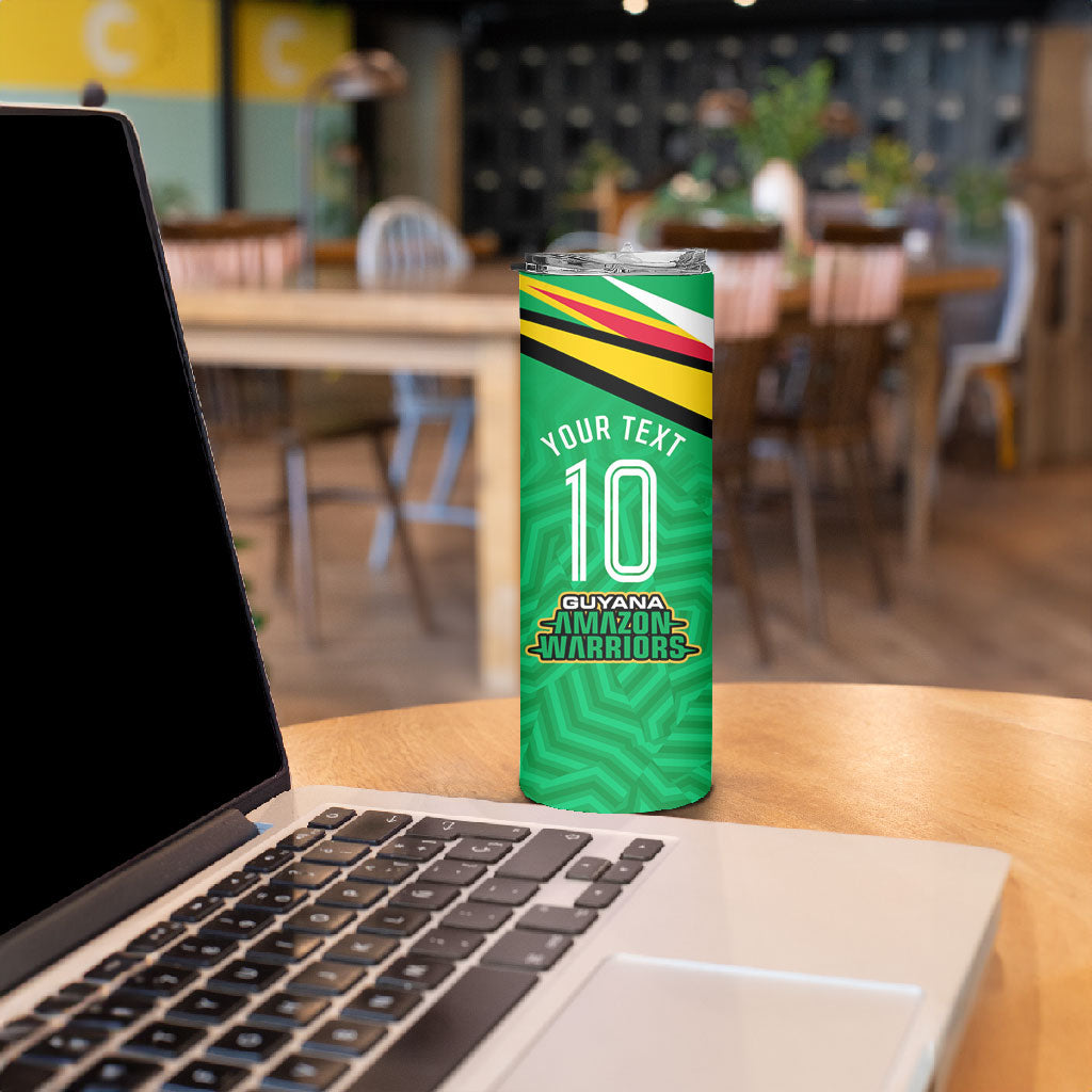 Personalized Guyana Cricket Amazon Warriors Skinny Tumbler Tribal Warrior Mascot Fan