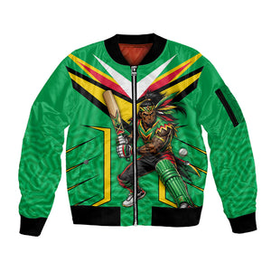 Personalized Guyana Cricket Amazon Warriors Sleeve Zip Bomber Jacket Tribal Warrior Mascot Fan