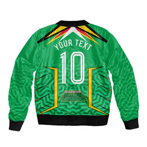Personalized Guyana Cricket Amazon Warriors Sleeve Zip Bomber Jacket Tribal Warrior Mascot Fan