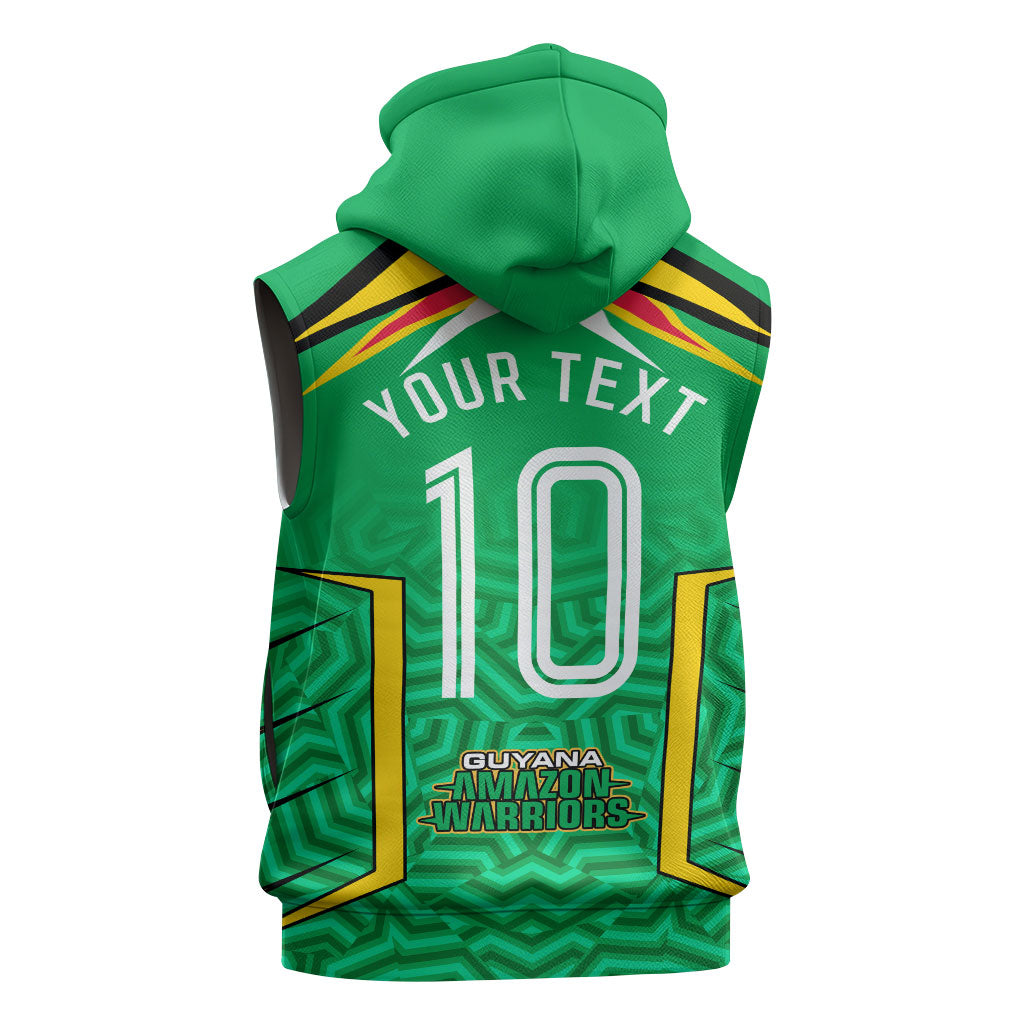 Personalized Guyana Cricket Amazon Warriors Sleeveless Hoodie Tribal Warrior Mascot Fan