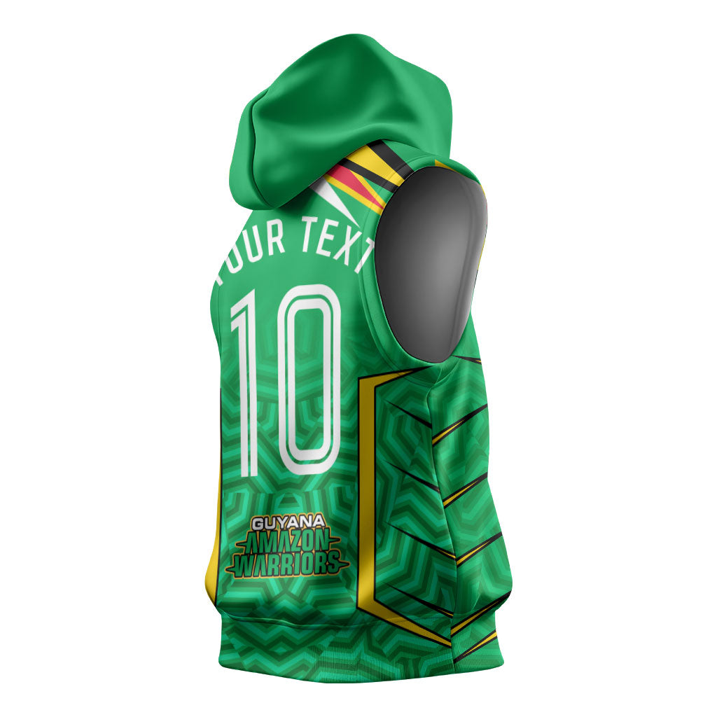 Personalized Guyana Cricket Amazon Warriors Sleeveless Hoodie Tribal Warrior Mascot Fan