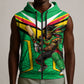 Personalized Guyana Cricket Amazon Warriors Sleeveless Zip Hoodie Tribal Warrior Mascot Fan