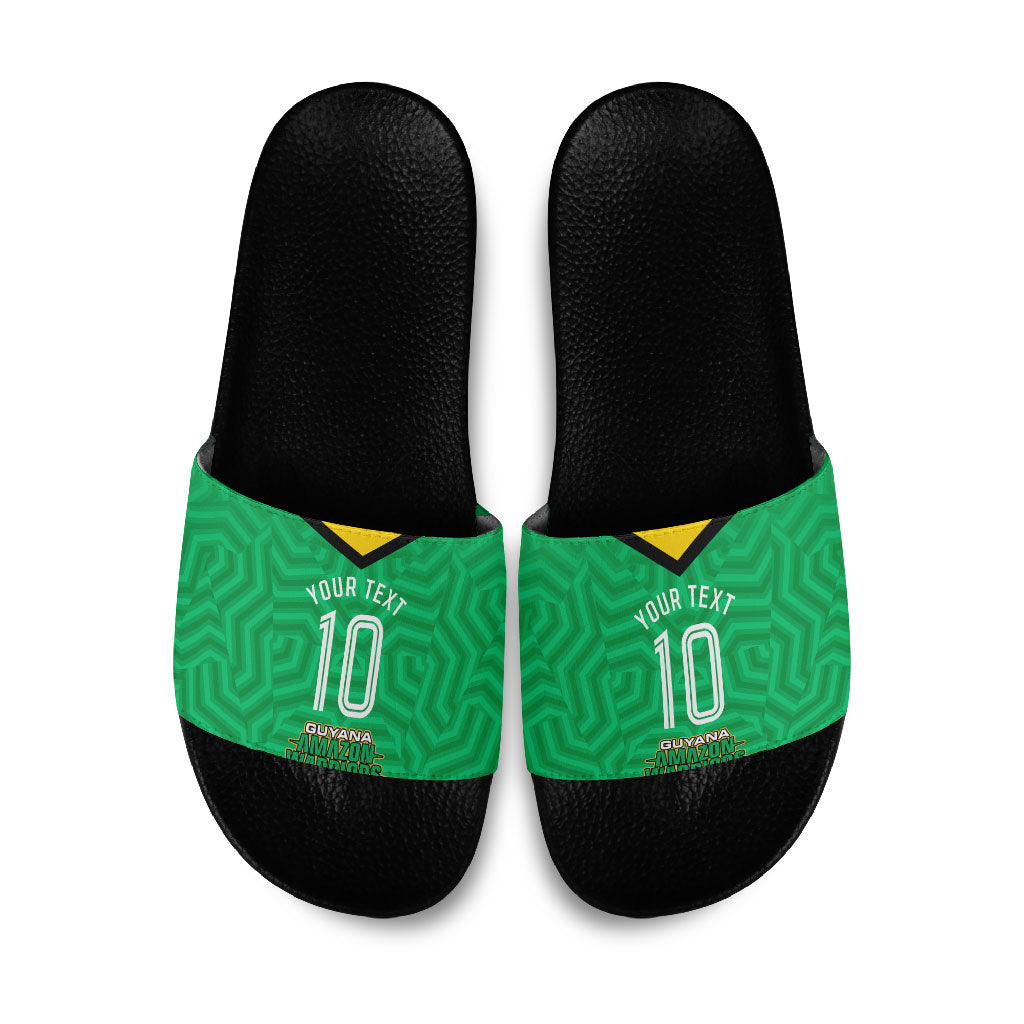 Personalized Guyana Cricket Amazon Warriors Slide Sandals Tribal Warrior Mascot Fan