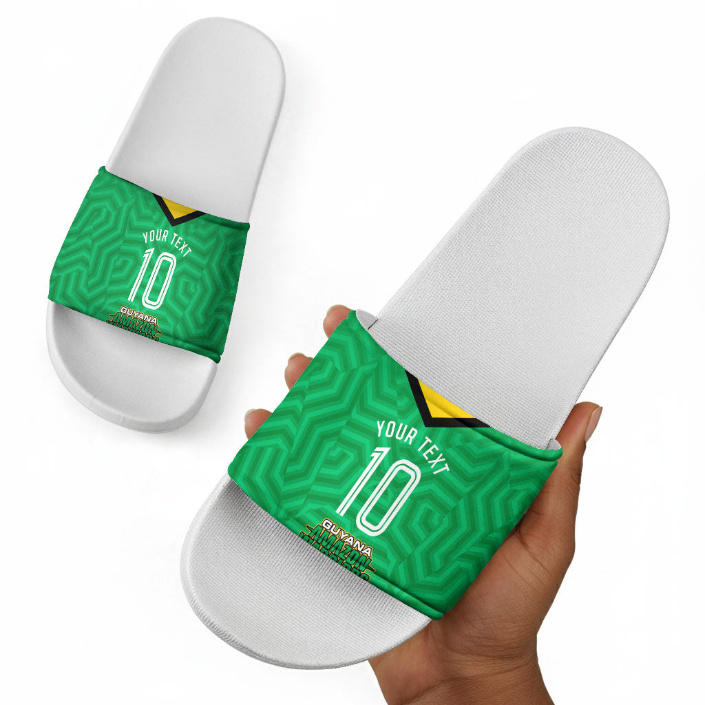 Personalized Guyana Cricket Amazon Warriors Slide Sandals Tribal Warrior Mascot Fan