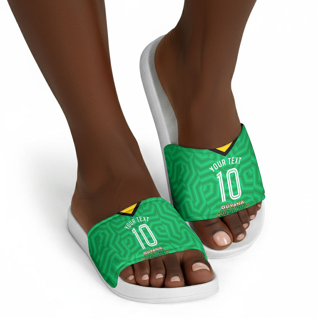 Personalized Guyana Cricket Amazon Warriors Slide Sandals Tribal Warrior Mascot Fan