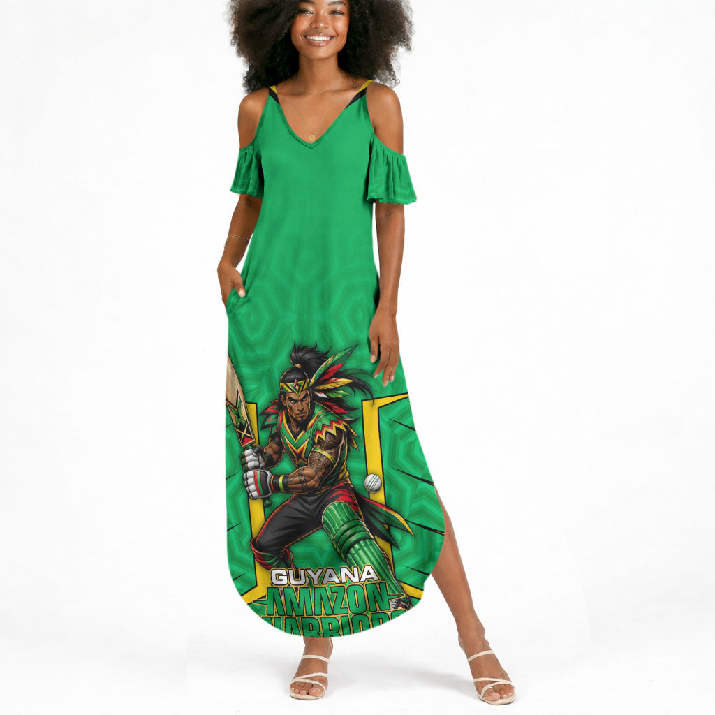 Personalized Guyana Cricket Amazon Warriors Summer Maxi Dress Tribal Warrior Mascot Fan