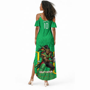 Personalized Guyana Cricket Amazon Warriors Summer Maxi Dress Tribal Warrior Mascot Fan