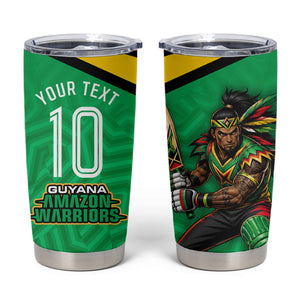 Personalized Guyana Cricket Amazon Warriors Tumbler Cup Tribal Warrior Mascot Fan