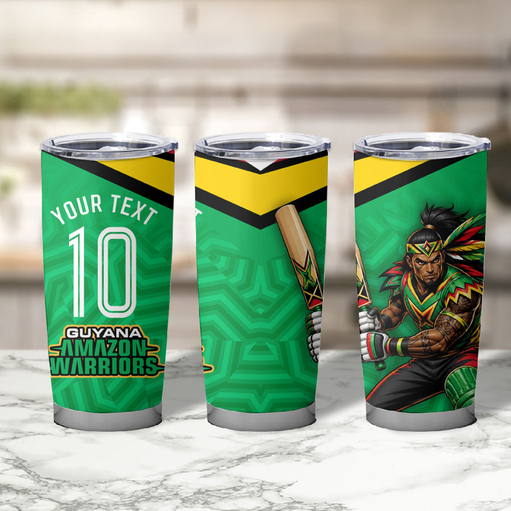 Personalized Guyana Cricket Amazon Warriors Tumbler Cup Tribal Warrior Mascot Fan