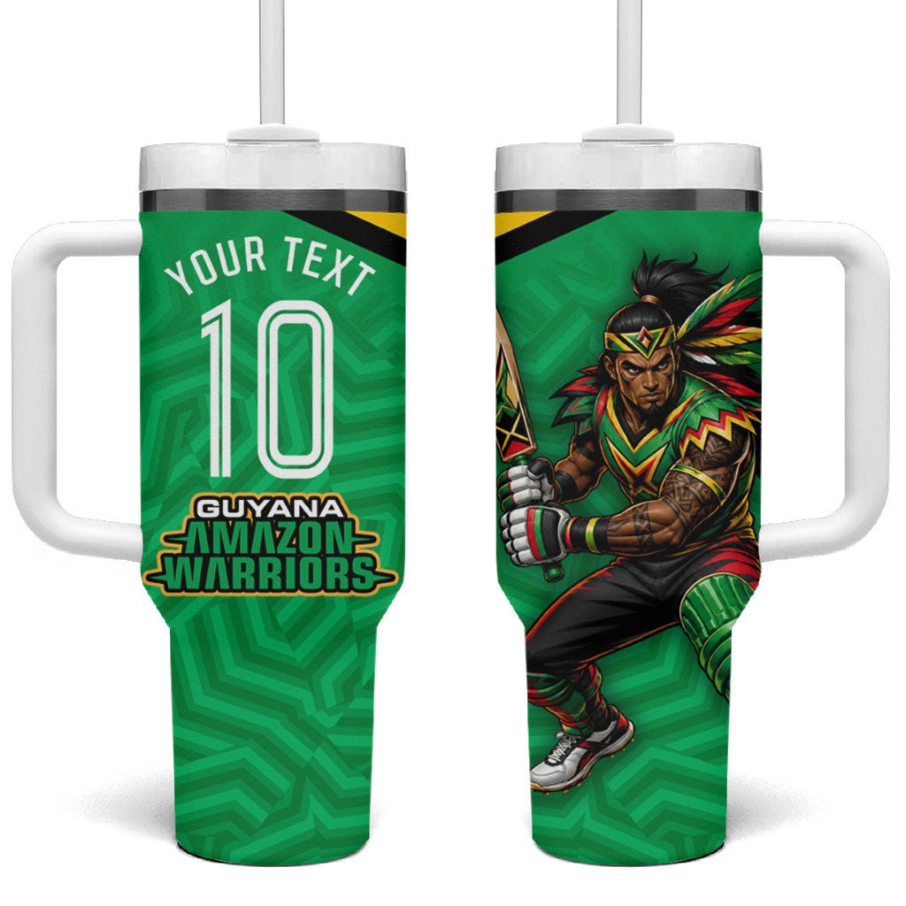 Personalized Guyana Cricket Amazon Warriors Tumbler With Handle Tribal Warrior Mascot Fan