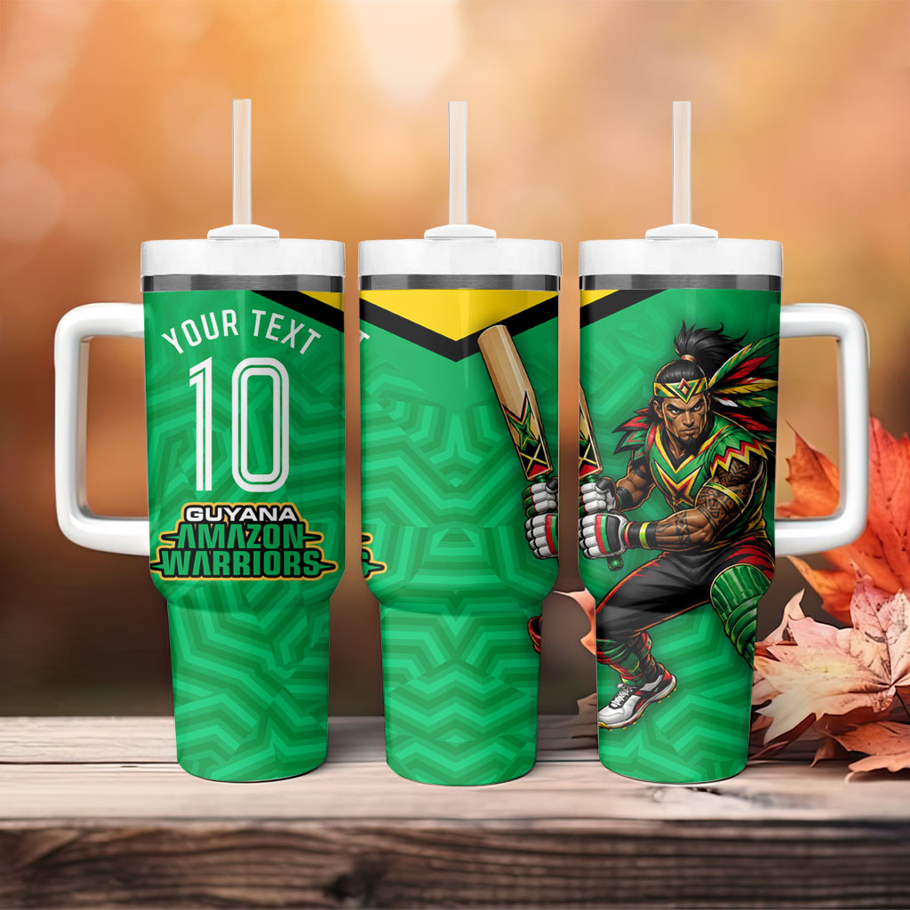 Personalized Guyana Cricket Amazon Warriors Tumbler With Handle Tribal Warrior Mascot Fan