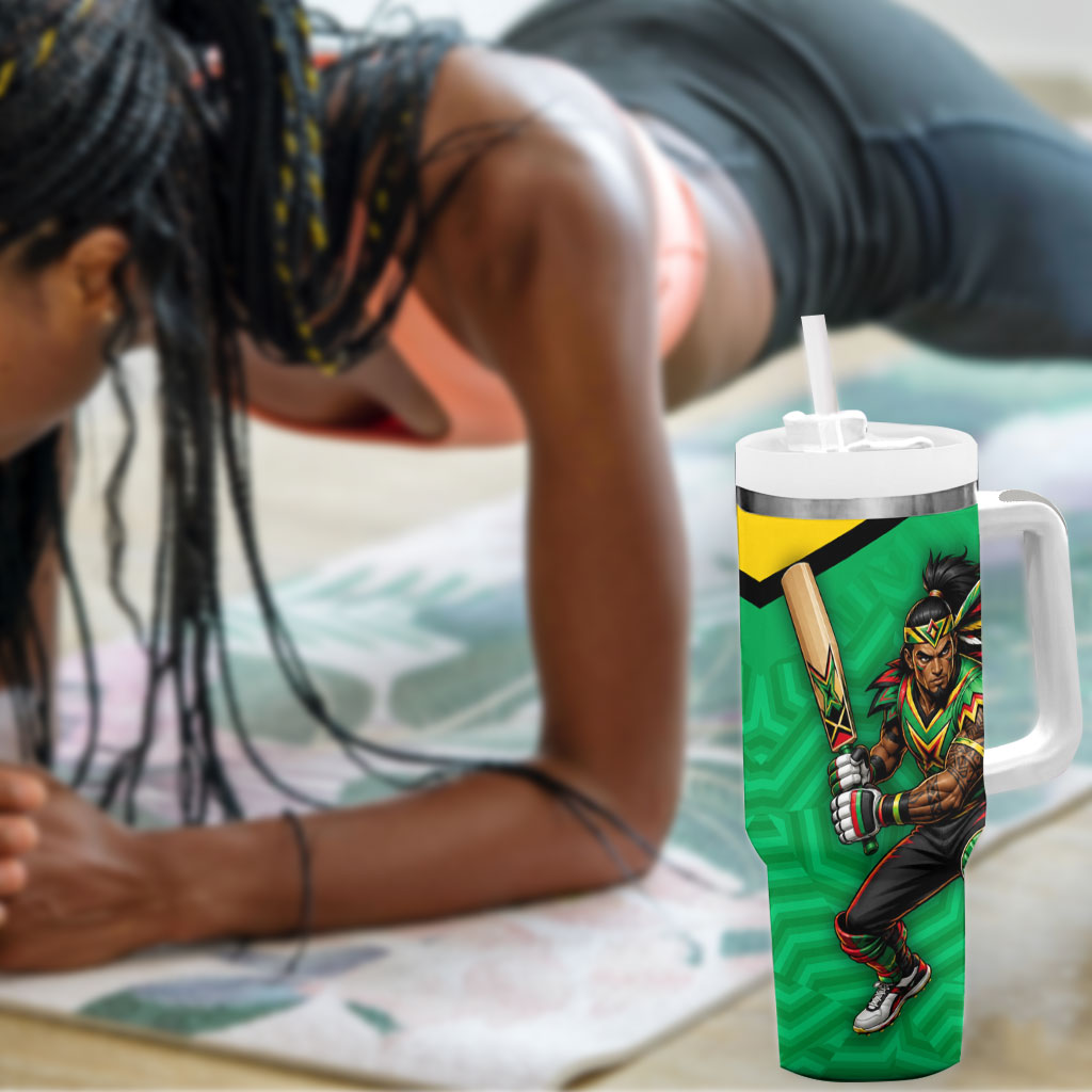 Personalized Guyana Cricket Amazon Warriors Tumbler With Handle Tribal Warrior Mascot Fan