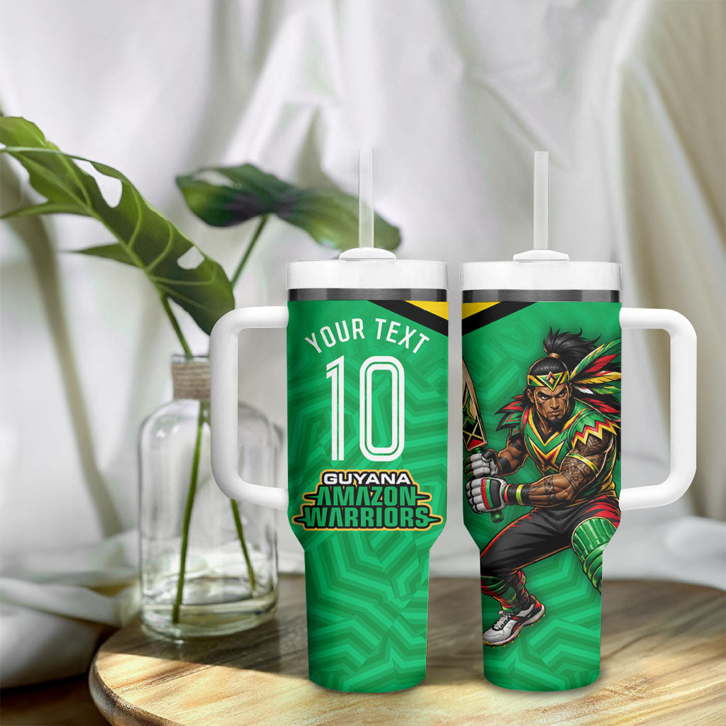 Personalized Guyana Cricket Amazon Warriors Tumbler With Handle Tribal Warrior Mascot Fan