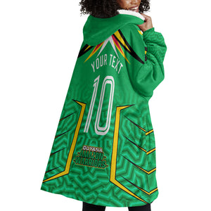 Personalized Guyana Cricket Amazon Warriors Wearable Blanket Hoodie Tribal Warrior Mascot Fan