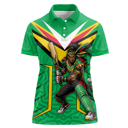 Personalized Guyana Cricket Amazon Warriors Women Polo Shirt Tribal Warrior Mascot Fan
