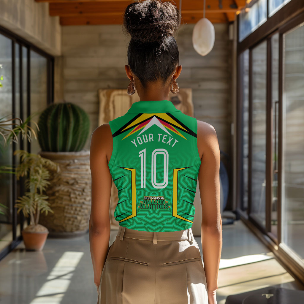 Personalized Guyana Cricket Amazon Warriors Women Sleeveless Polo Shirt Tribal Warrior Mascot Fan
