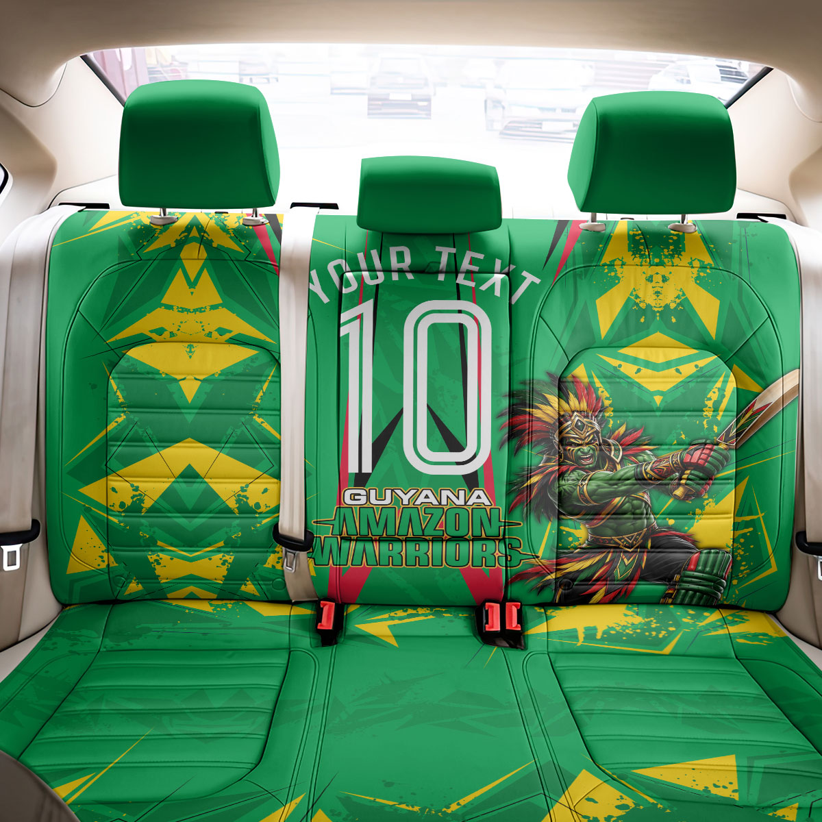 Personalized Guyana Cricket Back Car Seat Cover Amazon Warriors Tribal Mascot Sports