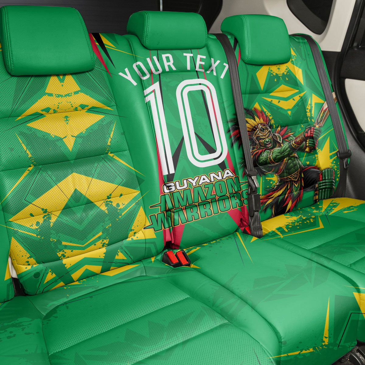 Personalized Guyana Cricket Back Car Seat Cover Amazon Warriors Tribal Mascot Sports