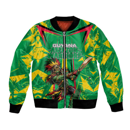 Personalized Guyana Cricket Bomber Jacket Amazon Warriors Tribal Mascot Sports