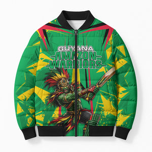 Personalized Guyana Cricket Bomber Puffer Jacket Amazon Warriors Tribal Mascot Sports