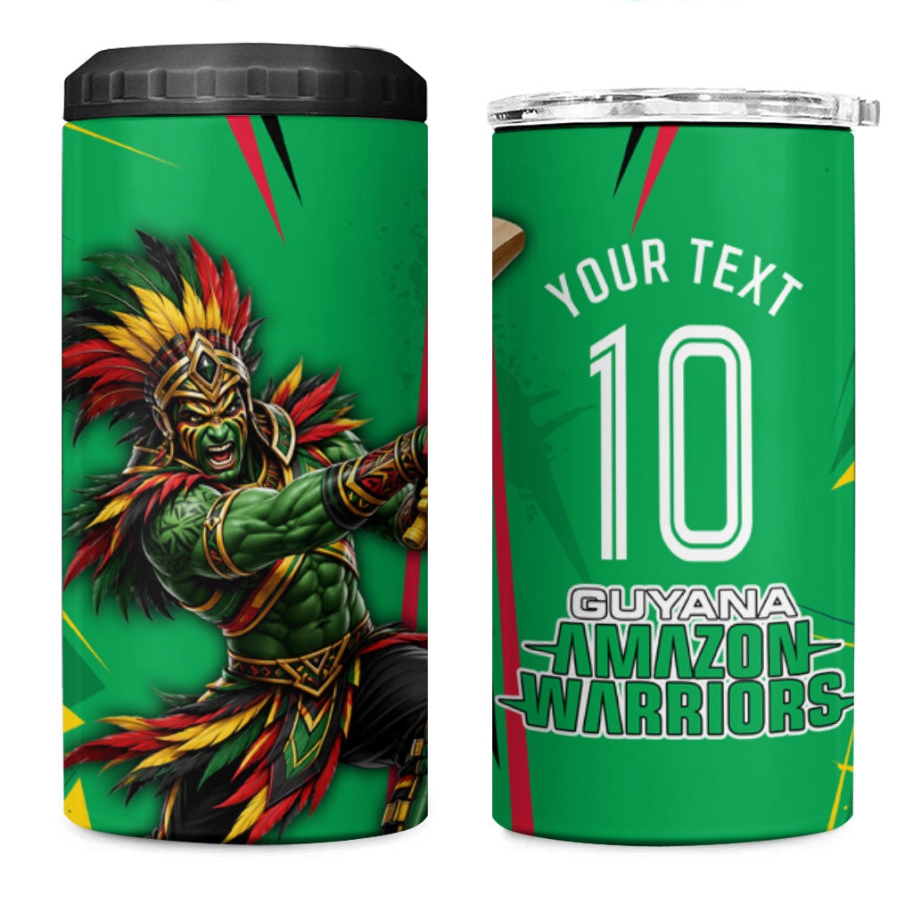 Personalized Guyana Cricket 4 in 1 Can Cooler Tumbler Amazon Warriors Tribal Mascot Sports