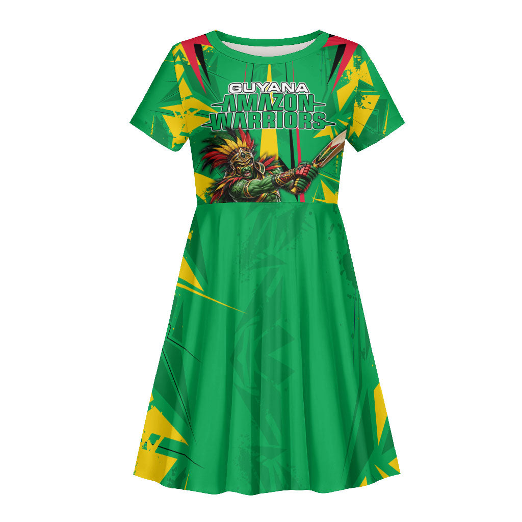 Personalized Guyana Cricket Kid Short Sleeve Dress Amazon Warriors Tribal Mascot Sports