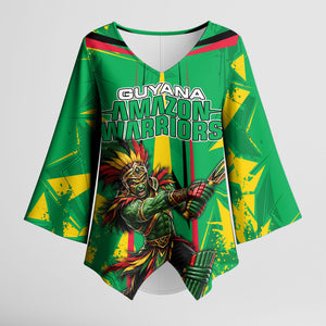 Personalized Guyana Cricket Kimono Sleeve Blouse Amazon Warriors Tribal Mascot Sports