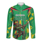 Personalized Guyana Cricket Long Sleeve Button Shirt Amazon Warriors Tribal Mascot Sports