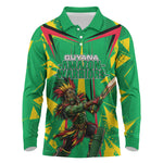 Personalized Guyana Cricket Long Sleeve Polo Shirt Amazon Warriors Tribal Mascot Sports