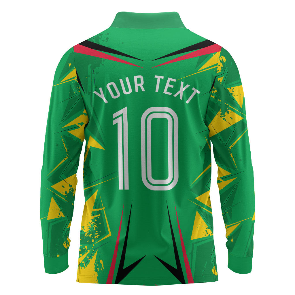Personalized Guyana Cricket Long Sleeve Polo Shirt Amazon Warriors Tribal Mascot Sports