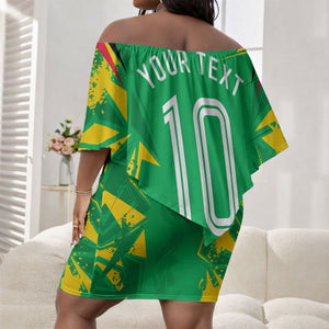 Personalized Guyana Cricket Off Shoulder Short Dress Amazon Warriors Tribal Mascot Sports