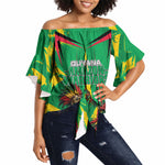 Personalized Guyana Cricket Off Shoulder Wrap Waist Top Amazon Warriors Tribal Mascot Sports