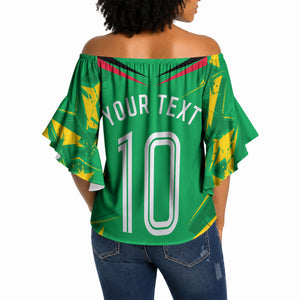 Personalized Guyana Cricket Off Shoulder Wrap Waist Top Amazon Warriors Tribal Mascot Sports