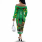 Personalized Guyana Cricket Off The Shoulder Long Sleeve Dress Amazon Warriors Tribal Mascot Sports