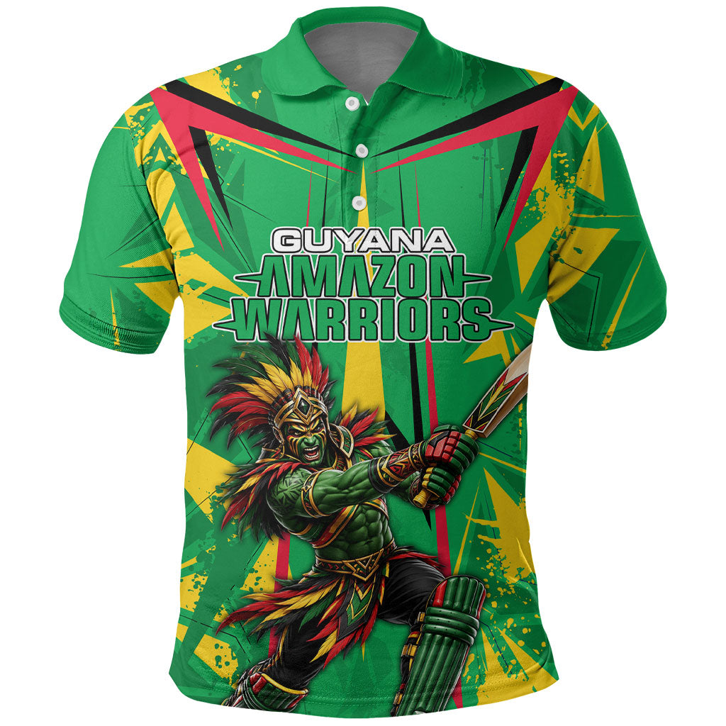 Personalized Guyana Cricket Polo Shirt Amazon Warriors Tribal Mascot Sports