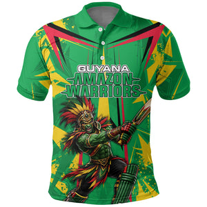 Personalized Guyana Cricket Polo Shirt Amazon Warriors Tribal Mascot Sports