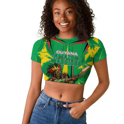 Personalized Guyana Cricket Raglan Cropped T shirt Amazon Warriors Tribal Mascot Sports