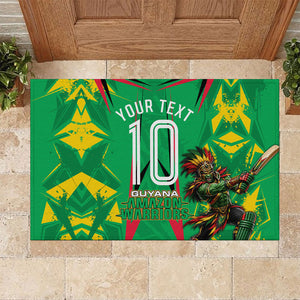 Personalized Guyana Cricket Rubber Doormat Amazon Warriors Tribal Mascot Sports