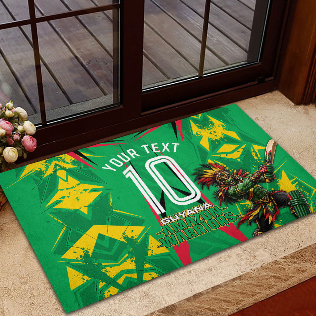 Personalized Guyana Cricket Rubber Doormat Amazon Warriors Tribal Mascot Sports