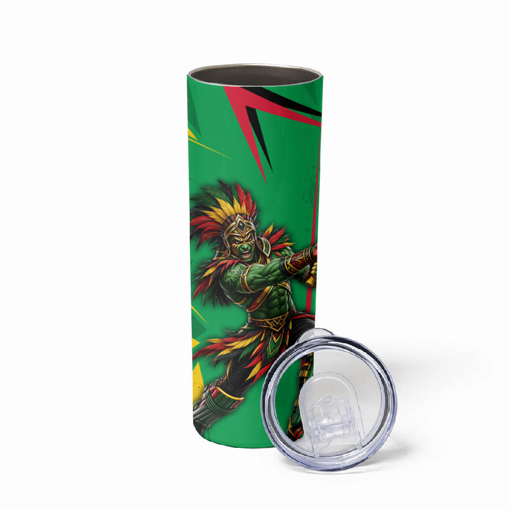 Personalized Guyana Cricket Skinny Tumbler Amazon Warriors Tribal Mascot Sports