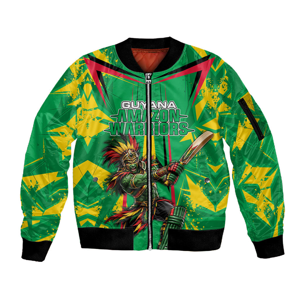 Personalized Guyana Cricket Sleeve Zip Bomber Jacket Amazon Warriors Tribal Mascot Sports