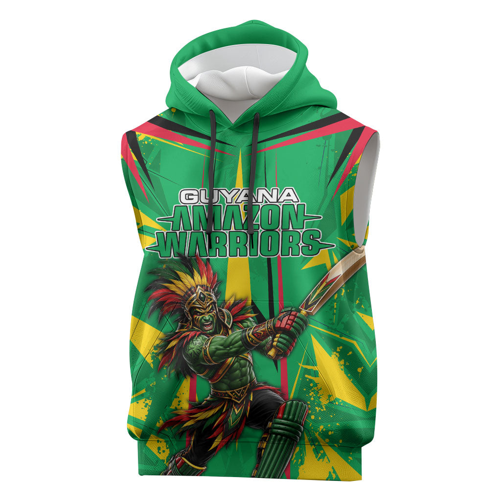 Personalized Guyana Cricket Sleeveless Hoodie Amazon Warriors Tribal Mascot Sports