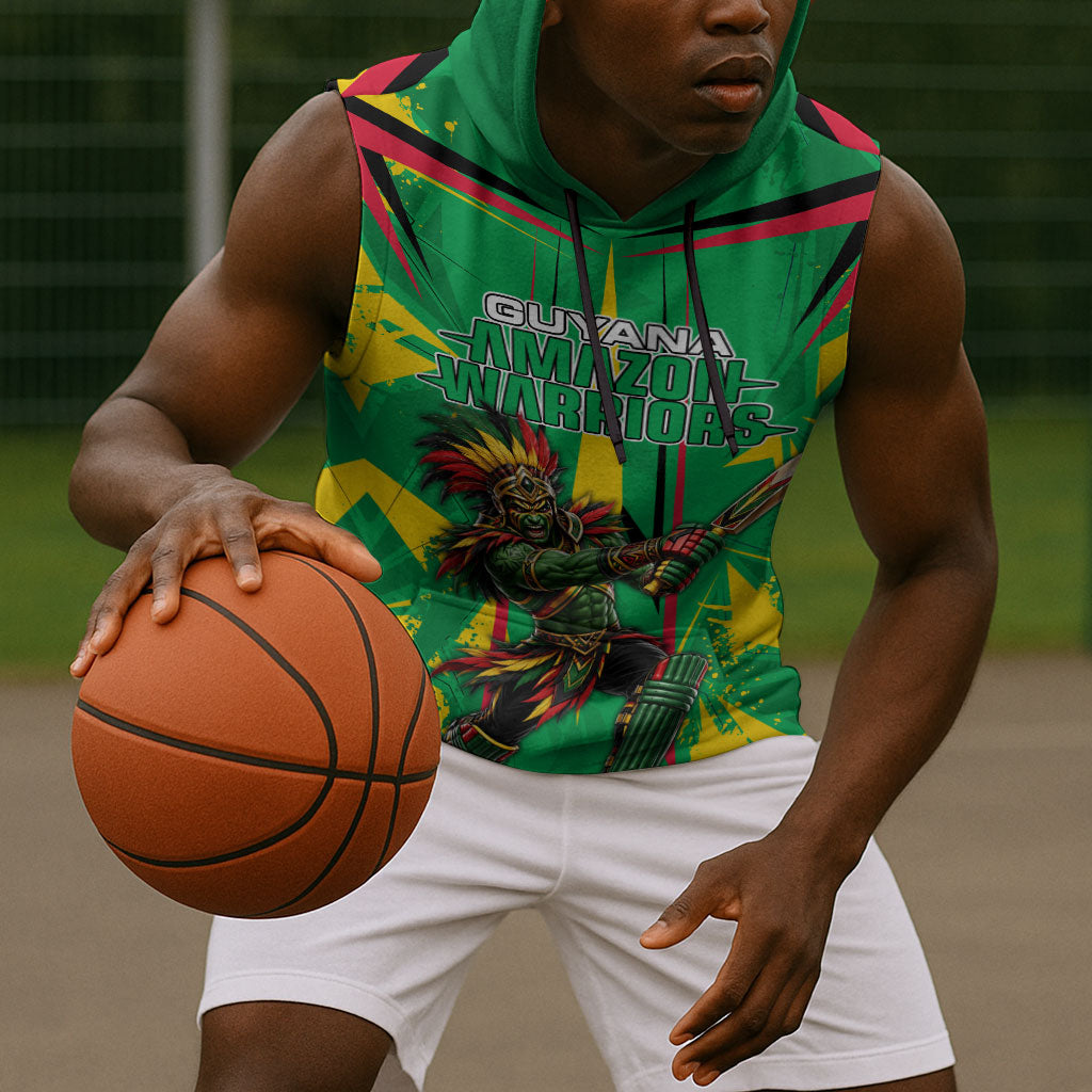 Personalized Guyana Cricket Sleeveless Hoodie Amazon Warriors Tribal Mascot Sports