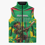 Personalized Guyana Cricket Sleeveless Puffer Jacket Amazon Warriors Tribal Mascot Sports