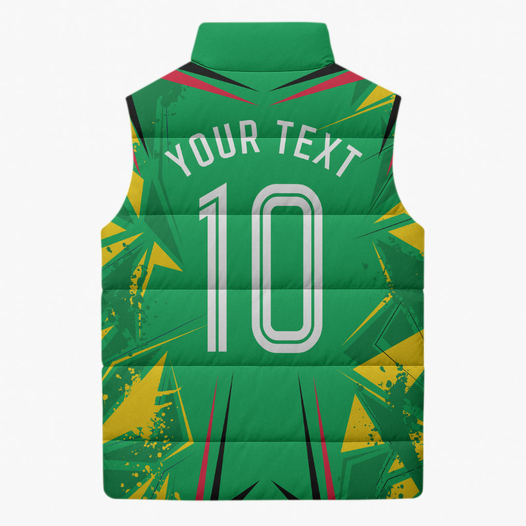Personalized Guyana Cricket Sleeveless Puffer Jacket Amazon Warriors Tribal Mascot Sports