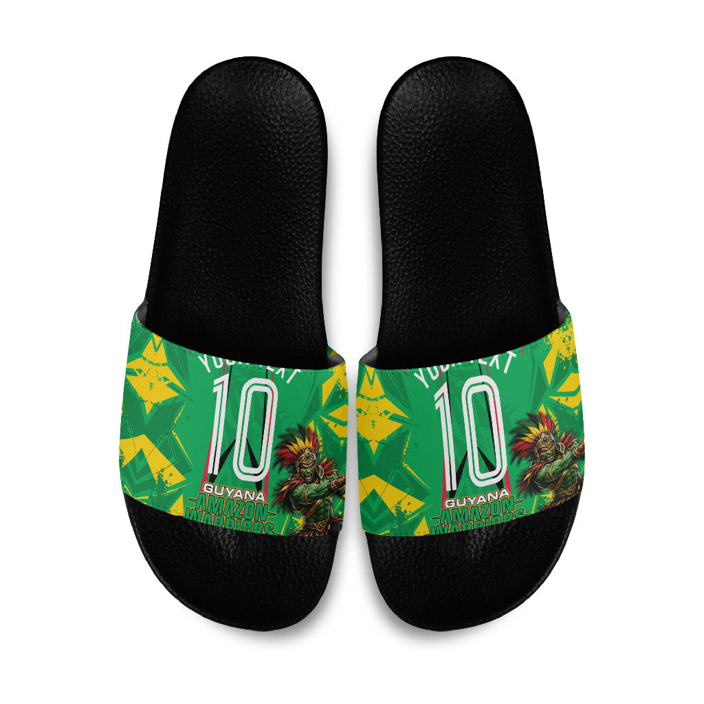 Personalized Guyana Cricket Slide Sandals Amazon Warriors Tribal Mascot Sports