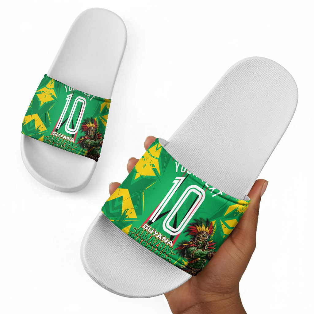 Personalized Guyana Cricket Slide Sandals Amazon Warriors Tribal Mascot Sports