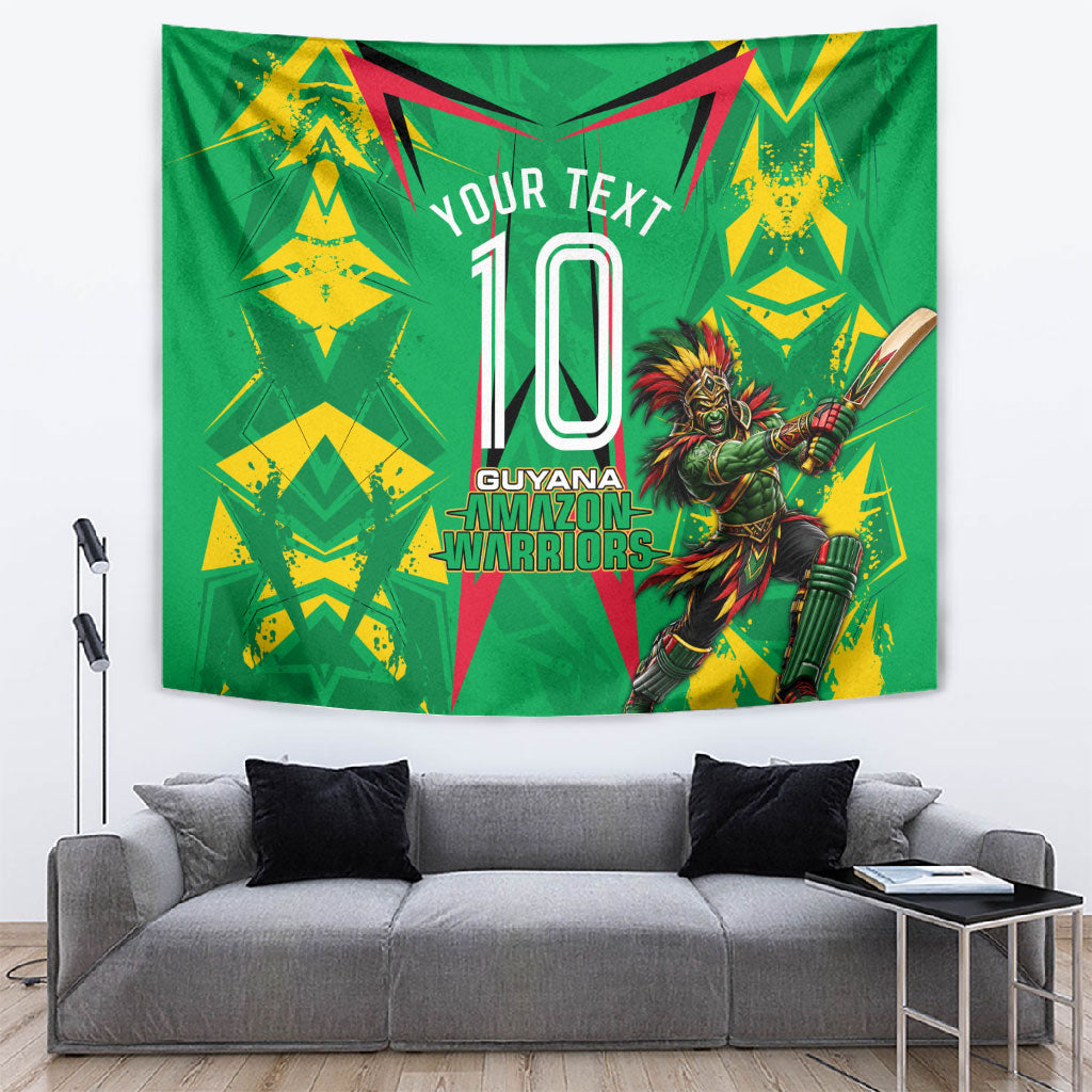Personalized Guyana Cricket Tapestry Amazon Warriors Tribal Mascot Sports